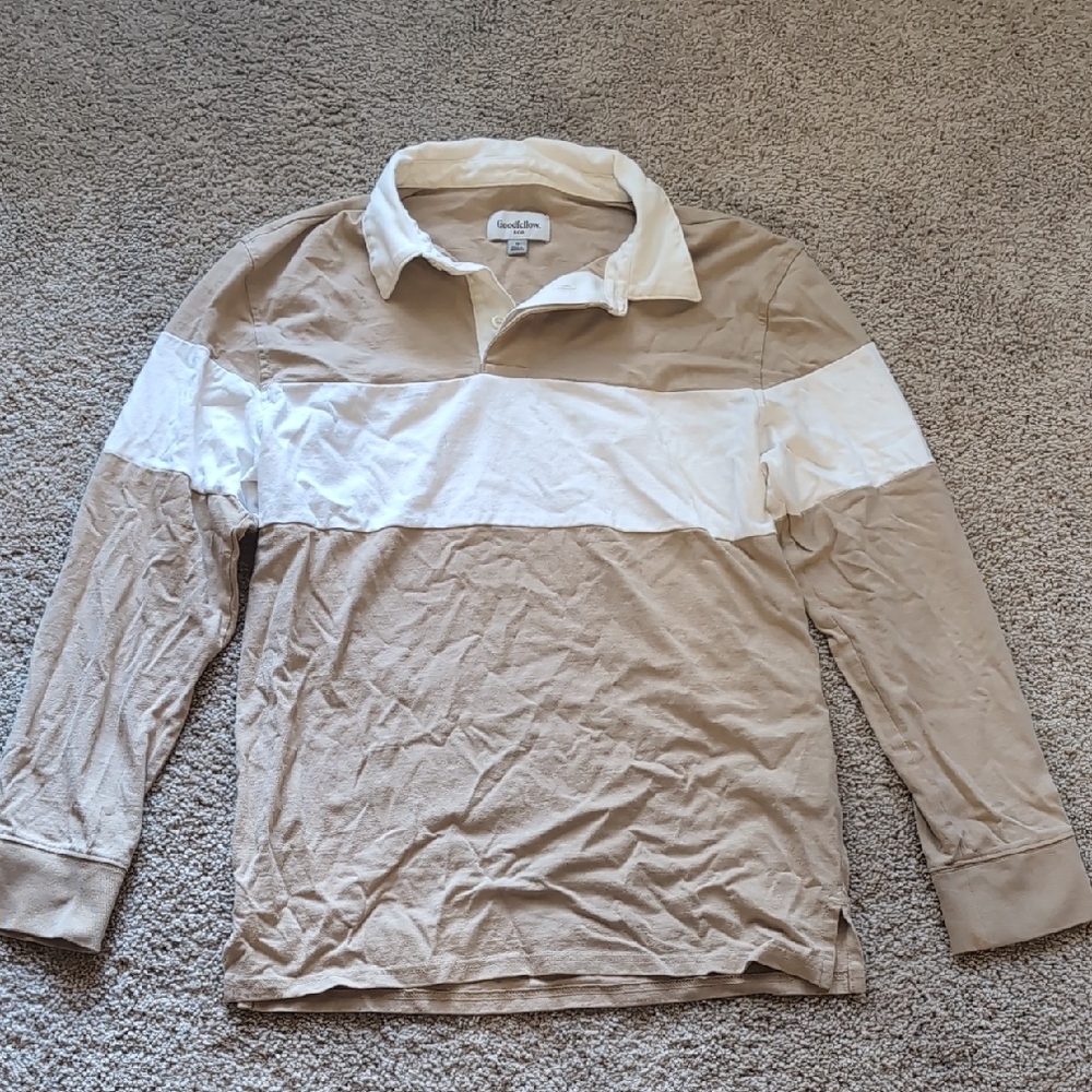 Goodfellow & Co Tan and White Polo Shirt